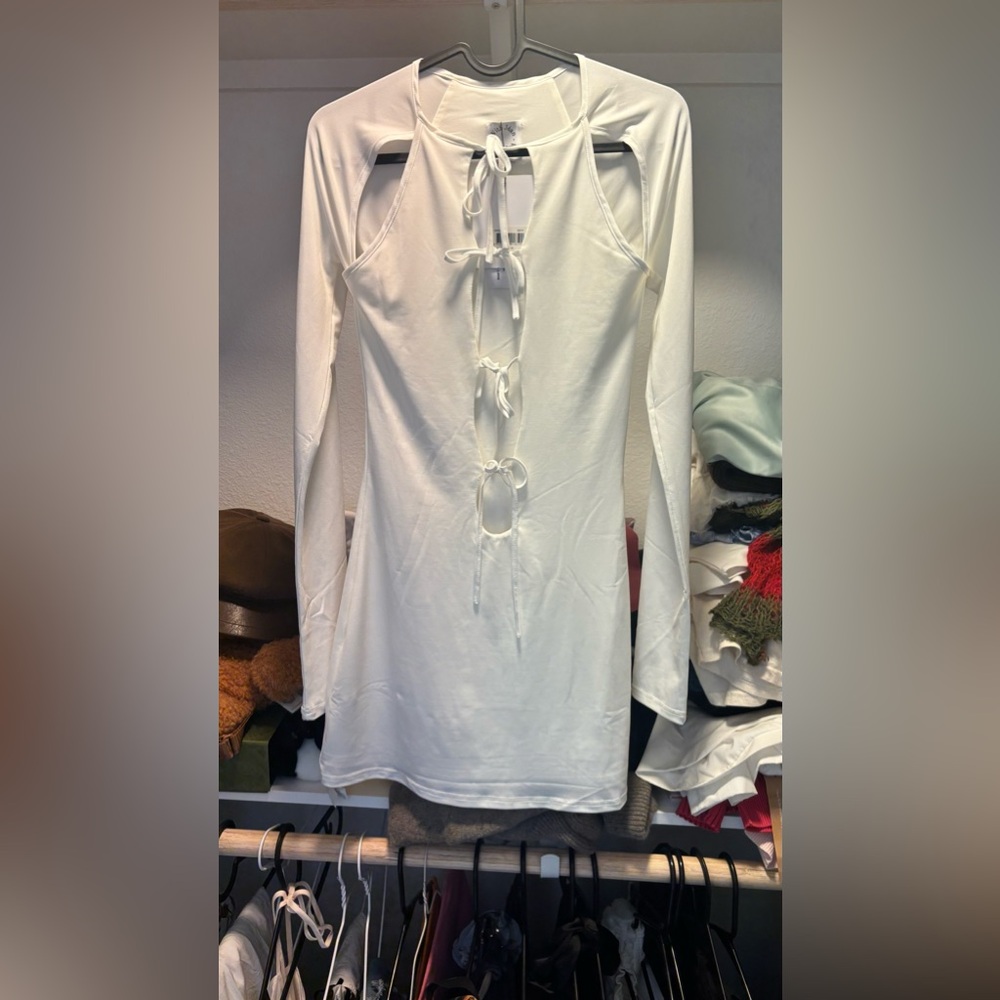 With Jean Midnight Dress White 
Size：XS